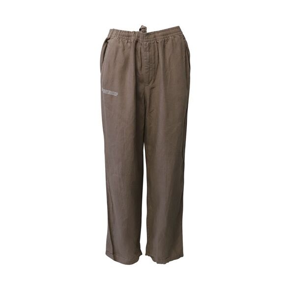 Pangaia Garterized Drawstring Track Pants in Brown Linen